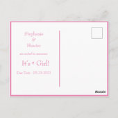 女の子ピンクの水玉模様ベビー ポストカード (裏面)