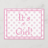 女の子ピンクの水玉模様ベビー ポストカード (正面)
