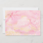 女の子ピンクの水色のフローラベビーシャワー 招待状 (裏面)