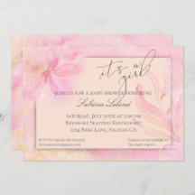 女の子ピンクの水色のフローラベビーシャワー