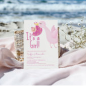 女の子ピンクの白鳥の赤ちゃんシャワー 招待状