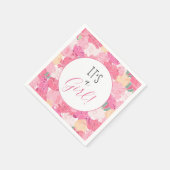 女の子ピンクの花の柄のベビー スタンダードカクテルナプキン (角)