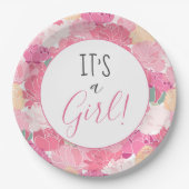 女の子ピンクの花の柄ベビー振り掛けナップ ペーパープレート (正面)