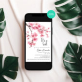 女の子ピンクの花赤ちゃんシャワー 招待状