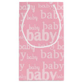 女の子ピンクの赤ちゃんシャワーパーティー スモールペーパーバッグ (裏面)