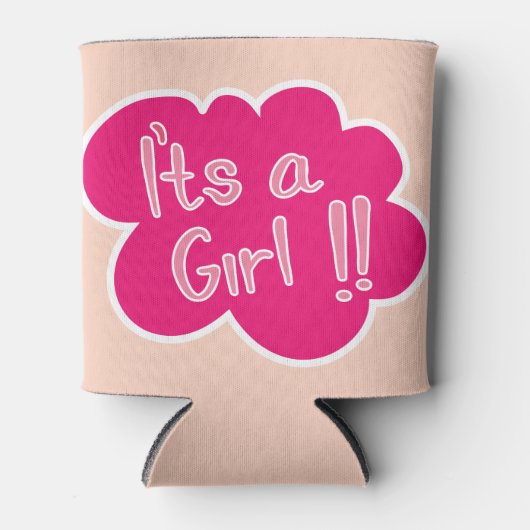 女の子ピンクの赤ちゃんシャワーパーティー 缶クーラー (正面)