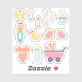 女の子ピンクの赤ちゃんシャワー シール (シート)