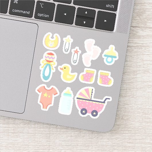 女の子ピンクの赤ちゃんシャワー シール (詳細)