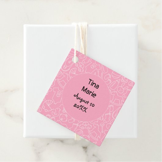 女の子ピンクの赤ちゃんシャワー フェイバータグ (インサイチュ)