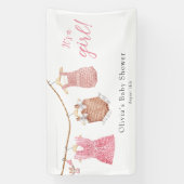 女の子ピンクの赤ちゃんシャワー 横断幕 (縦)