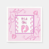女の子ピンクの足跡ベビーシャワーナプキン スタンダードカクテルナプキン (正面)