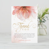 女の子ピンクの金ゴールドフローラ サンキューカード (スタンド正面)