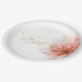 女の子ピンクの金ゴールドフローラ ペーパープレート (アングル)