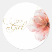 女の子ピンクの金ゴールドフローラ ラウンドシール (正面)