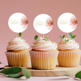 女の子ピンクの金ゴールドフローラ ラウンドシール