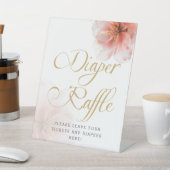 女の子ピンクの金ゴールド赤ちゃんシャワーおむつラッフル 台座サイン (インサイチュ)