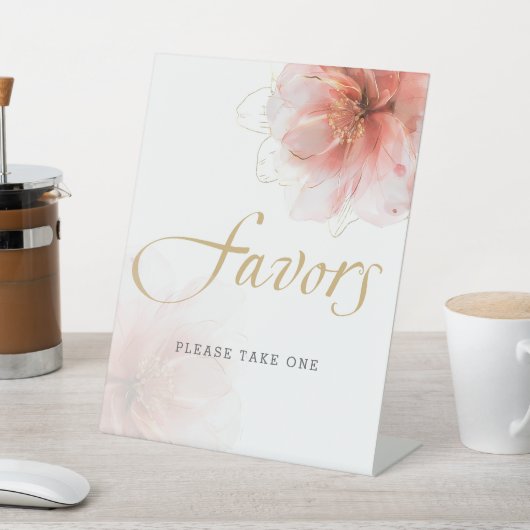 女の子ピンクの金ゴールド赤ちゃんシャワーが好意サイン 台座サイン (インサイチュ)