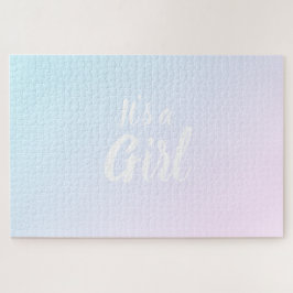 女の子ピンクの青のグラデーションの性別が明らかになる ジグソーパズル