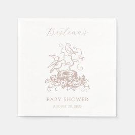 女の子ピンクの鳥の巣ベビーシャワー スタンダードカクテルナプキン