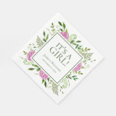 女の子ピンクアジサイの赤ちゃんシャワー スタンダードランチョンナプキン (角)