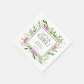 女の子ピンクアジサイ女の子ベビーシャワー スタンダードカクテルナプキン (角)