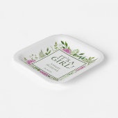 女の子ピンクアジサイ女の子ベビーシャワー ペーパープレート (傾斜あり)