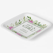 女の子ピンクアジサイ女の子ベビーシャワー ペーパープレート (傾斜あり)