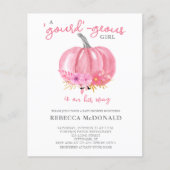 女の子ピンクカボチャ赤ちゃんシャワー招待状 チラシ (正面)