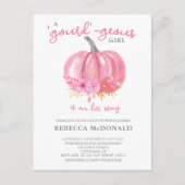 女の子ピンクカボチャ赤ちゃんシャワー招待状 ポストカード (正面)