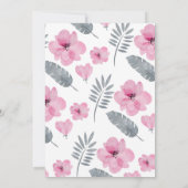 女の子ピンクグレーのフローラ赤ちゃんシャワー 招待状 (裏面)