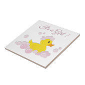 女の子ピンクバブル赤ちゃんシャワー タイル (側面)