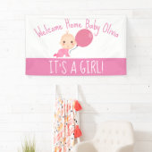 女の子ピンクバルーン歓迎ホームヤード 横断幕 (インサイチュ)