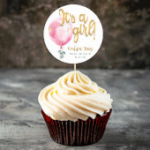 女の子ピンクバルーン赤ちゃんシャワーシール ラウンドシール