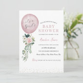 女の子ピンクバルーン赤ちゃんシャワー 招待状 (スタンド正面)