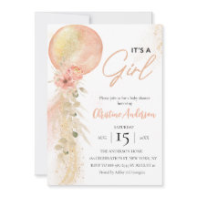 女の子ピンクバルーンeucalyptus赤ちゃんシャワー