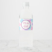 女の子ピンクパープルとティール（緑がかった色） ペットボトルラベル (正面)