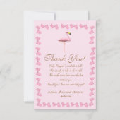 女の子ピンクフラミンゴ赤ちゃんシャワーありがとう サンキューカード (正面)