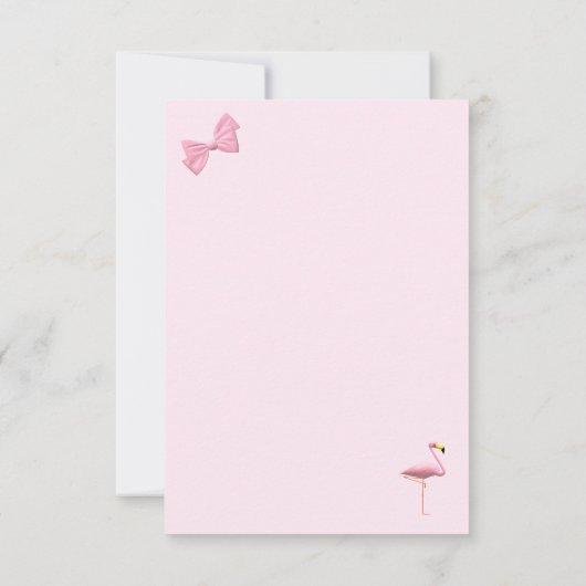 女の子ピンクフラミンゴ赤ちゃんシャワーありがとう サンキューカード (裏面)