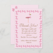 女の子ピンクフラミンゴ赤ちゃんシャワーありがとう サンキューカード (正面/裏面)