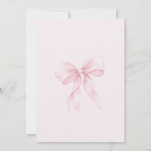 女の子ピンクボウのベビーガールシャワーだ 招待状 (裏面)