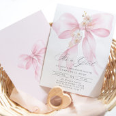 女の子ピンクボウのベビーガールシャワーだ 招待状