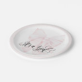 女の子ピンクボウの赤モダンちゃんエレガントシャワー ペーパープレート (アングル)