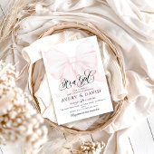 女の子ピンクボウの赤モダンちゃんエレガントシャワー 招待状