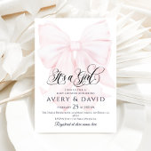 女の子ピンクボウの赤モダンちゃんエレガントシャワー 招待状