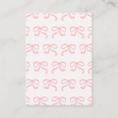 女の子ピンクボウ赤ちゃんシャワーおむつラッフルインサート 名刺 (裏面)