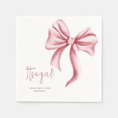 女の子ピンクボウ赤ちゃんシャワーパーティー スタンダードカクテルナプキン (正面)