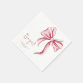 女の子ピンクボウ赤ちゃんシャワーパーティー スタンダードカクテルナプキン (角)