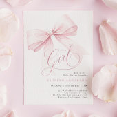 女の子ピンクボウ赤ちゃんシャワー 招待状