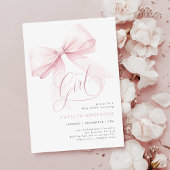 女の子ピンクボウ赤ちゃんシャワー 招待状