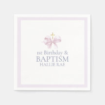 女の子ピンクボウ1歳の誕生日とバプテスマ